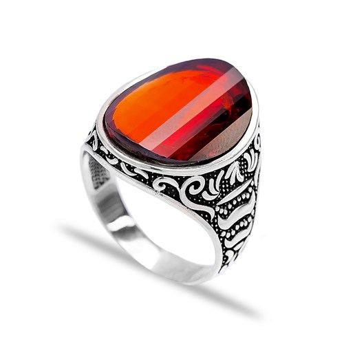 Garnet Authentic Men Ring Wholesale Handmade 925 Sterling Silver